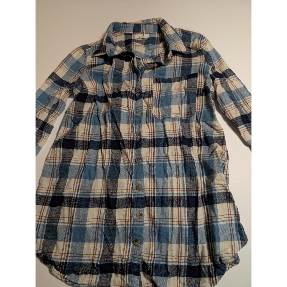 Full Tilt Women's Medium Blue‎ Plaid Flannel Button Down Shirt 100% Cotton